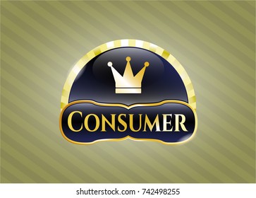  Shiny badge with crown icon and Consumer text inside