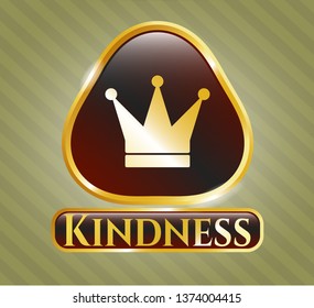  Shiny badge with crown icon and Kindness text inside