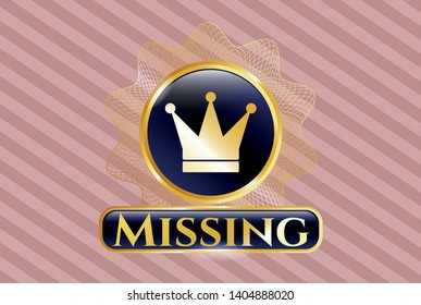  Shiny badge with crown icon and Missing text inside