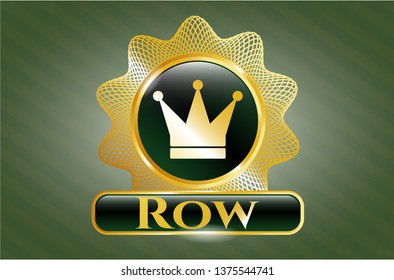  Shiny badge with crown icon and Row text inside