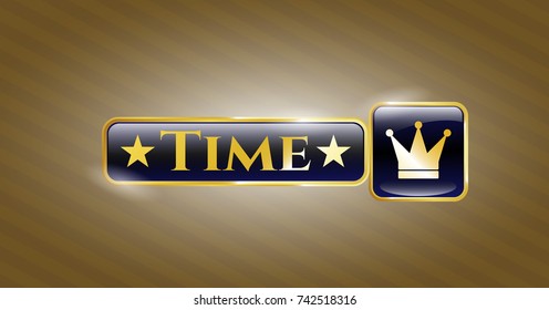  Shiny badge with crown icon and Time text inside