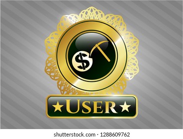  Shiny badge with cryptocurrency mining icon and User text inside