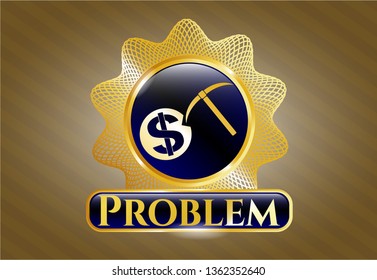  Shiny badge with cryptocurrency mining icon and Problem text inside