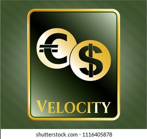  Shiny badge with currency exchange icon and Velocity text inside