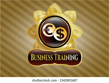  Shiny badge with currency exchange icon and Business Training text inside