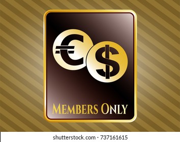  Shiny badge with currency exchange icon and Members Only text inside