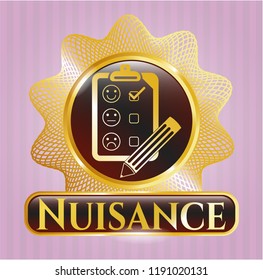  Shiny badge with customer feedback icon and Nuisance text inside
