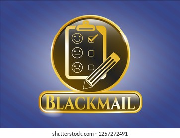  Shiny badge with customer feedback icon and Blackmail text inside
