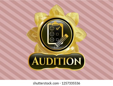  Shiny badge with customer feedback icon and Audition text inside