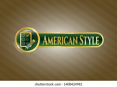  Shiny badge with customer feedback icon and American Style text inside