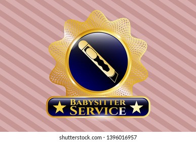  Shiny badge with cutter icon and Babysitter Service text inside