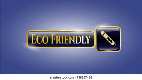  Shiny badge with cutter icon and Eco Friendly text inside