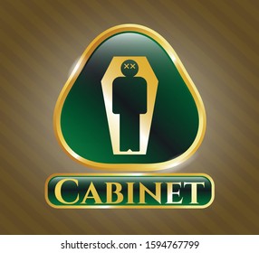  Shiny badge with dead man in his coffin icon and Cabinet text inside