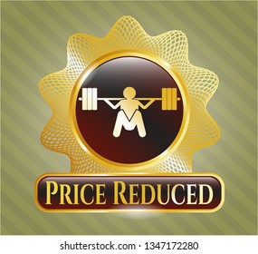  Shiny badge with deep squat icon and Price Reduced text inside