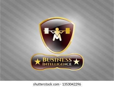  Shiny badge with deep squat icon and Business Intelligence text inside