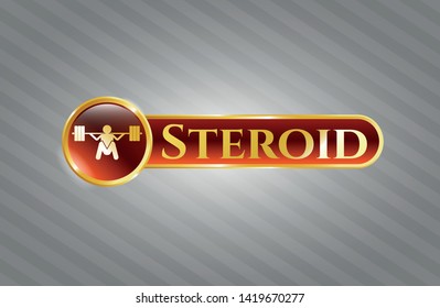  Shiny badge with deep squat icon and Steroid text inside