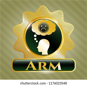 Shiny badge with depression icon and Arm text inside
