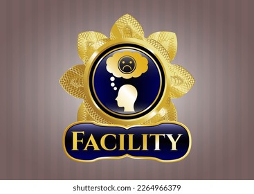 Shiny badge with depression icon and Facility text inside