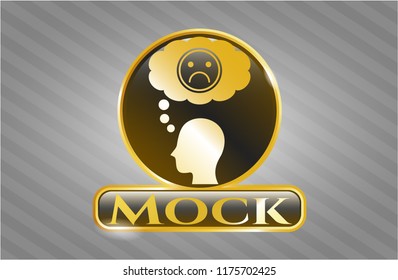  Shiny badge with depression icon and Mock text inside
