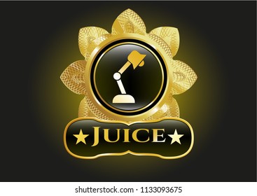  Shiny badge with desk lamp icon and Juice text inside