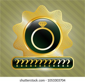 Shiny badge with diamond ring icon and Question Mark text inside