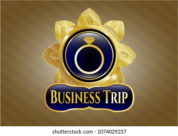   Shiny badge with diamond ring icon and Business Trip text inside