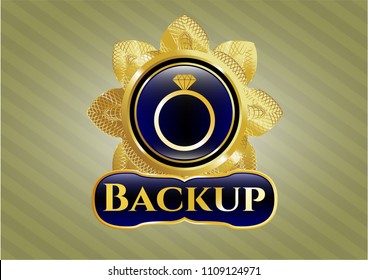   Shiny badge with diamond ring icon and Backup text inside