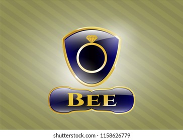  Shiny badge with diamond ring icon and Bee text inside