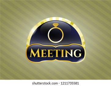  Shiny badge with diamond ring icon and Meeting text inside