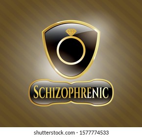  Shiny badge with diamond ring icon and Schizophrenic text inside
