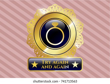  Shiny badge with diamond ring icon and Try again and again text inside