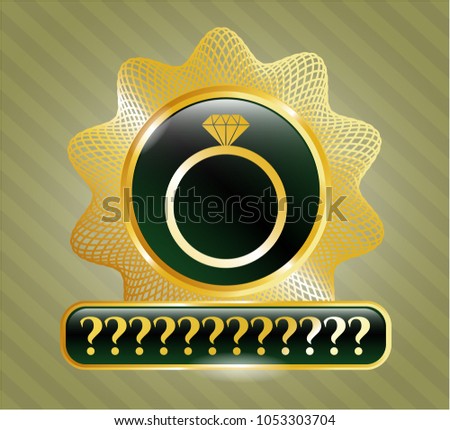  Shiny badge with diamond ring icon and Question Mark text inside