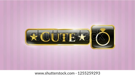  Shiny badge with diamond ring icon and Cute text inside