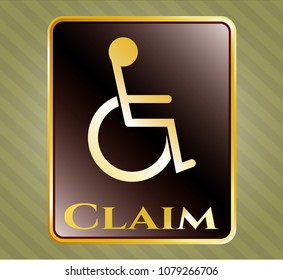  Shiny badge with disabled (wheelchair) icon and Claim text inside
