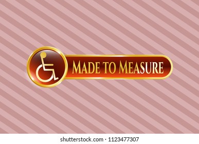  Shiny badge with disabled (wheelchair) icon and Made to Measure text inside