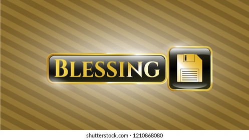  Shiny badge with diskette icon and Blessing text inside