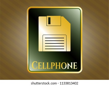  Shiny badge with diskette icon and Cellphone text inside