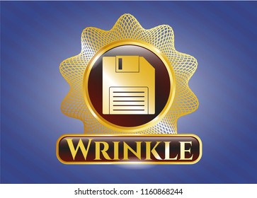  Shiny badge with diskette icon and Wrinkle text inside