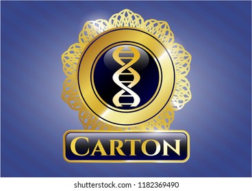  Shiny badge with dna icon and Carton text inside