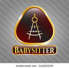  Shiny badge with drawing compass icon and Babysitter text inside
