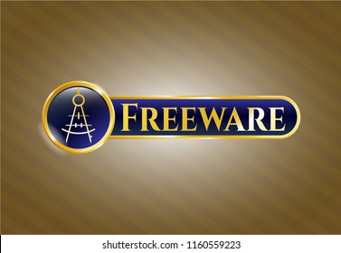  Shiny badge with drawing compass icon and Freeware text inside
