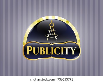  Shiny badge with drawing compass icon and Publicity text inside