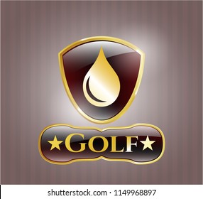  Shiny badge with drop icon and Golf text inside
