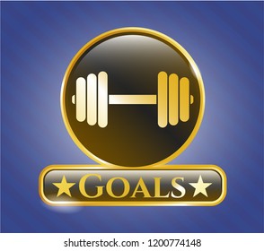  Shiny badge with dumbbell icon and Goals text inside