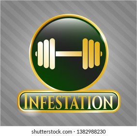  Shiny badge with dumbbell icon and Infestation text inside