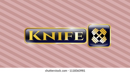  Shiny badge with dumbbell icon and Knife text inside