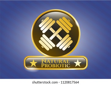  Shiny badge with dumbbell icon and Natural Probiotic text inside