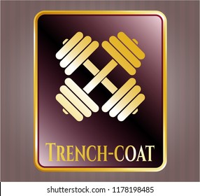  Shiny badge with dumbbell icon and Trench-coat text inside