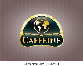  Shiny badge with earth icon and Caffeine text inside