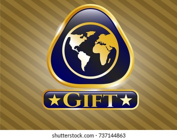  Shiny badge with earth icon and Gift text inside